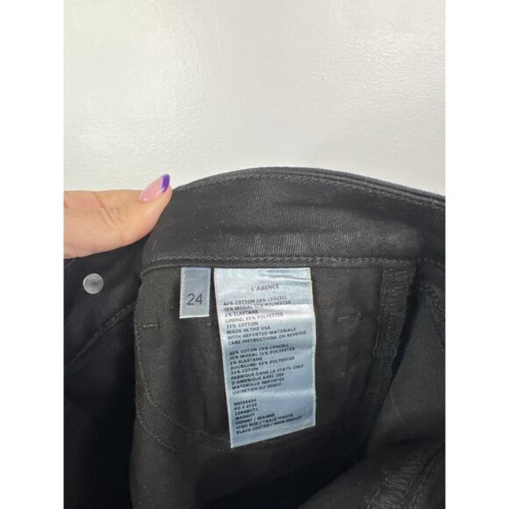 NEW L'agence Akira Ultra High Rise Skinny Jeans Women's Noir Coated Size: 24 - Picture 7 of 9
